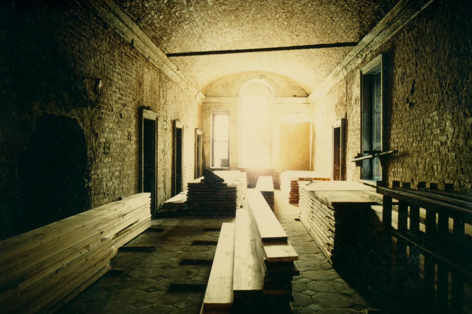 King House corridor during restoration
